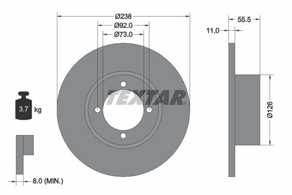 TEXTAR Тормозной диск 92005400