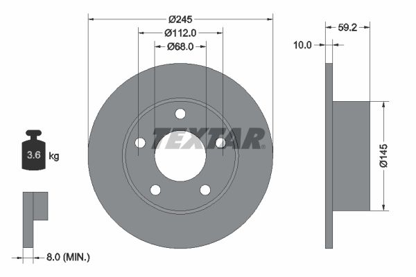 TEXTAR Тормозной диск 92022800