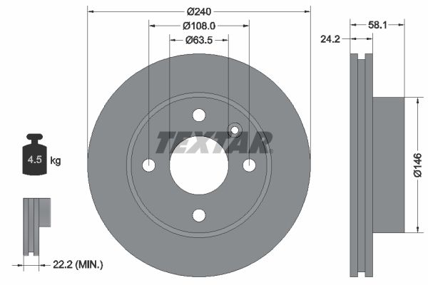 TEXTAR Тормозной диск 92022900