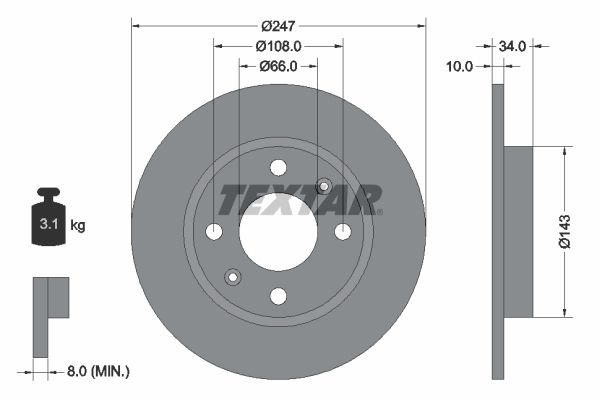 TEXTAR Bremžu diski 92029803