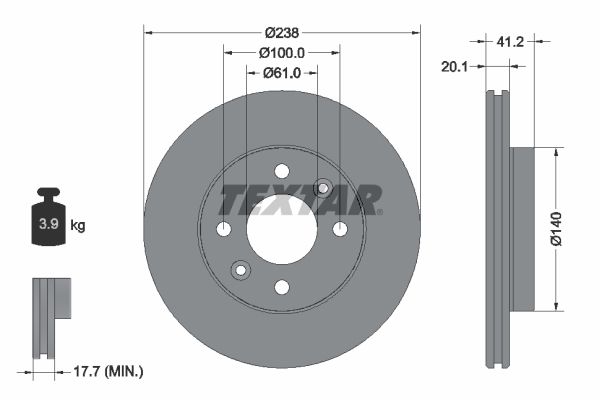 TEXTAR Тормозной диск 92036203