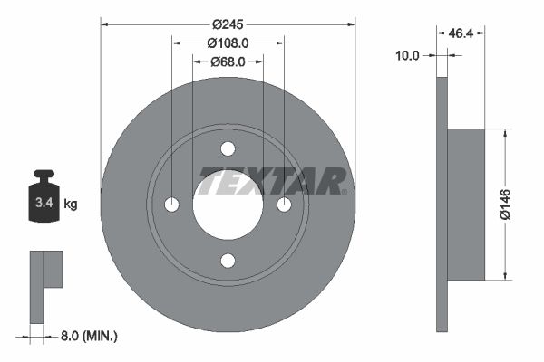 TEXTAR Тормозной диск 92037300