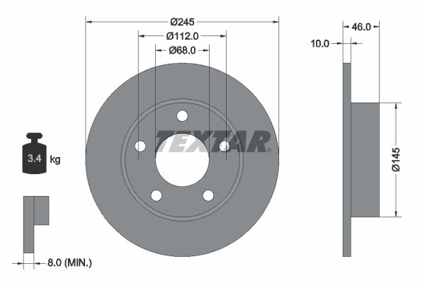 TEXTAR Тормозной диск 92037400