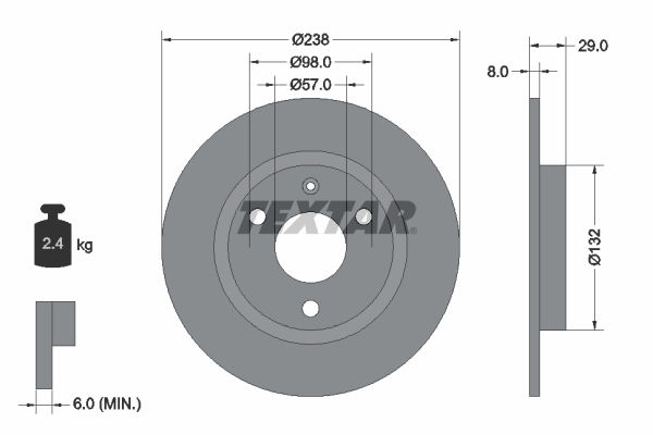 TEXTAR Тормозной диск 92038500