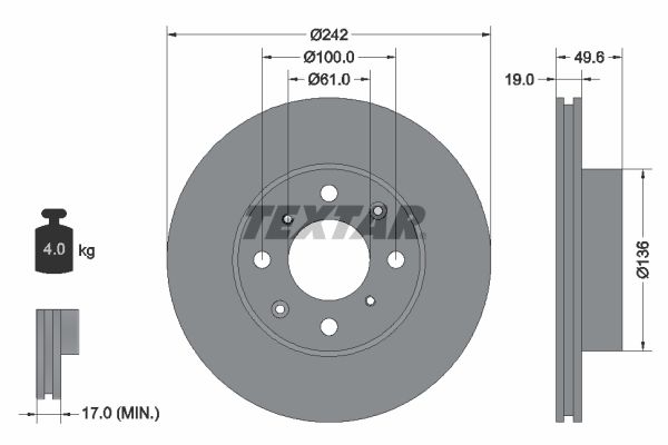 TEXTAR Bremžu diski 92046200