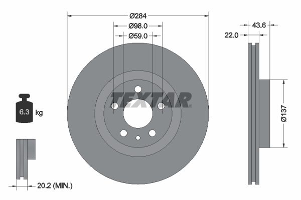 TEXTAR Тормозной диск 92046803