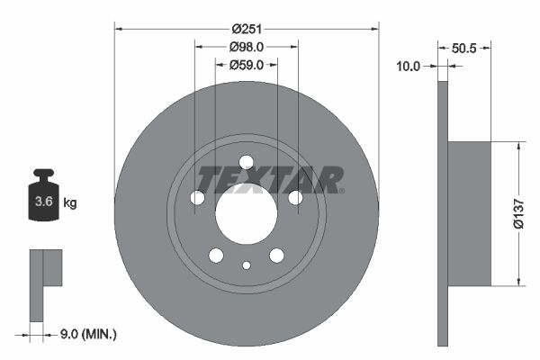TEXTAR Тормозной диск 92046903