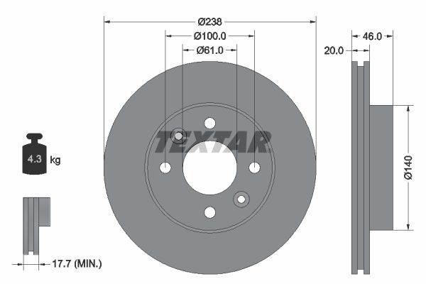TEXTAR Bremžu diski 92049300