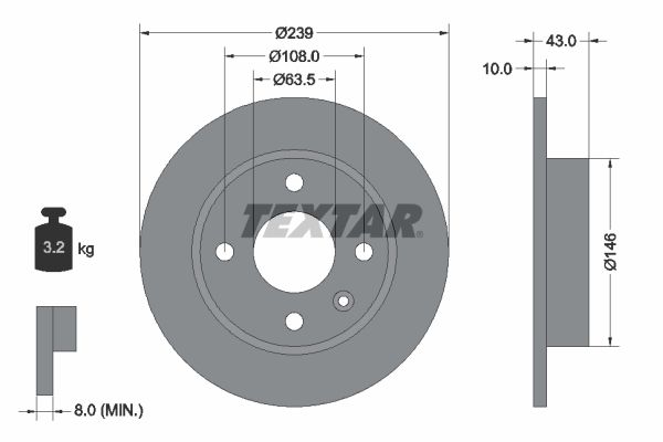 TEXTAR Тормозной диск 92050900