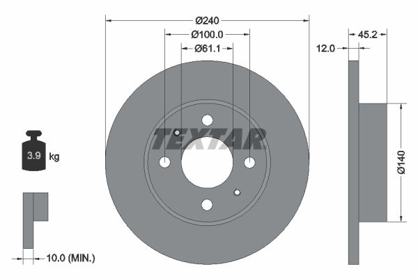 TEXTAR Тормозной диск 92051800