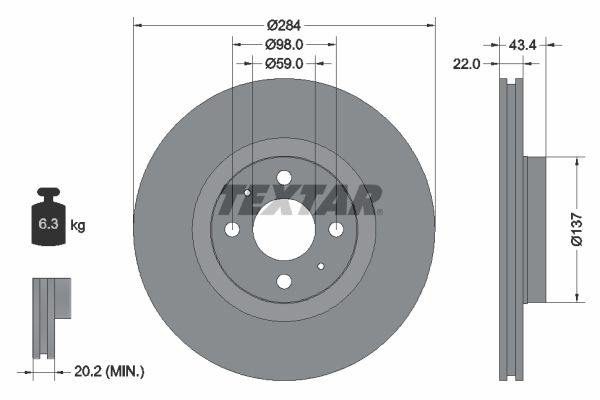 TEXTAR Тормозной диск 92053500