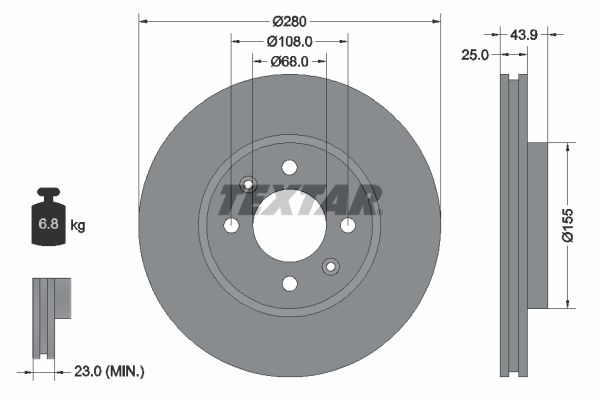 TEXTAR Тормозной диск 92053800
