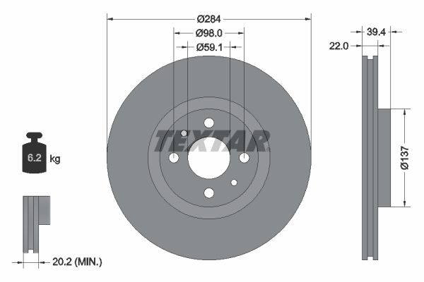 TEXTAR Bremžu diski 92055203