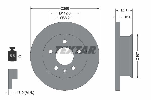 TEXTAR Тормозной диск 92055900