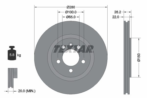 TEXTAR Тормозной диск 92057100