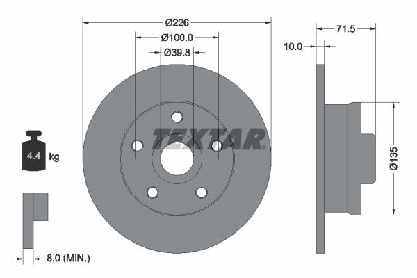 TEXTAR Тормозной диск 92057200