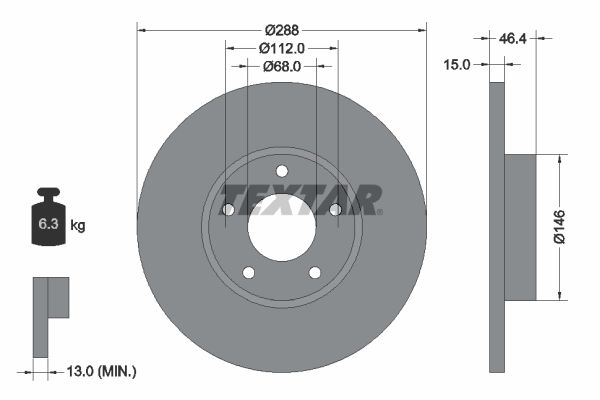 TEXTAR Bremžu diski 92057403