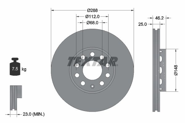 TEXTAR Тормозной диск 92057605