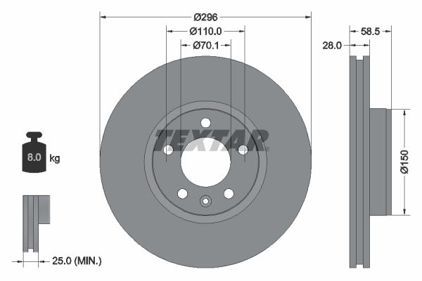 TEXTAR Тормозной диск 92057700