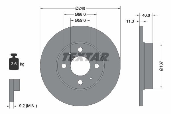 TEXTAR Bremžu diski 92061103