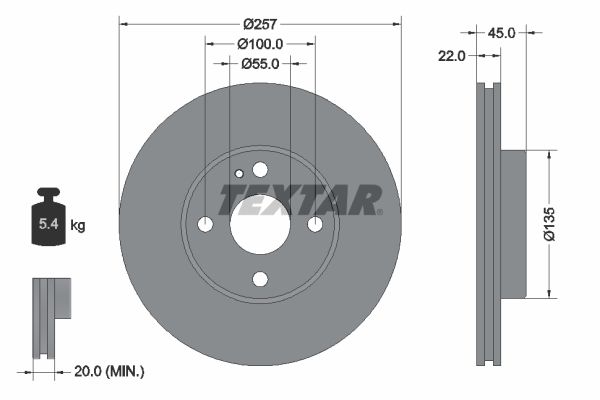 TEXTAR Тормозной диск 92061600
