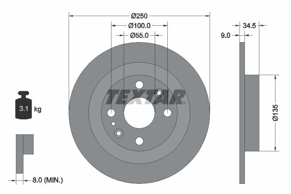 TEXTAR Bremžu diski 92061700