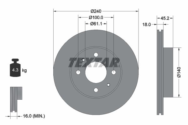TEXTAR Bremžu diski 92063200