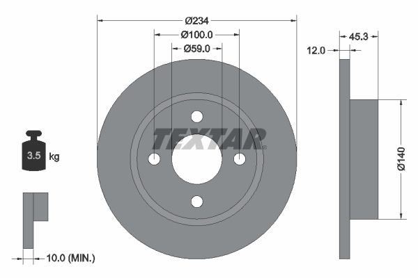 TEXTAR Тормозной диск 92063300