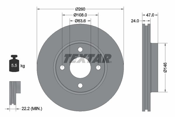 TEXTAR Bremžu diski 92063500