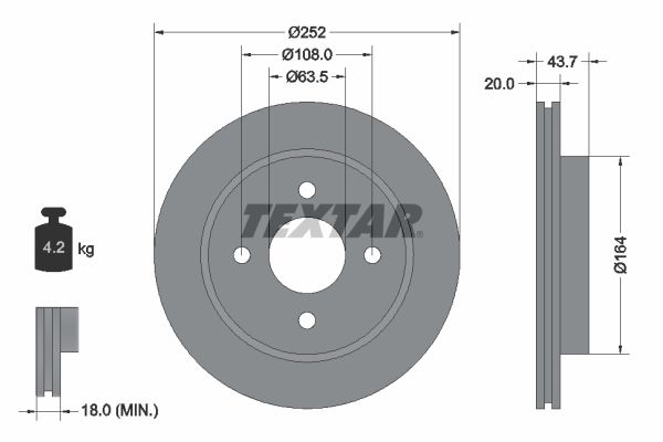 TEXTAR Тормозной диск 92063600