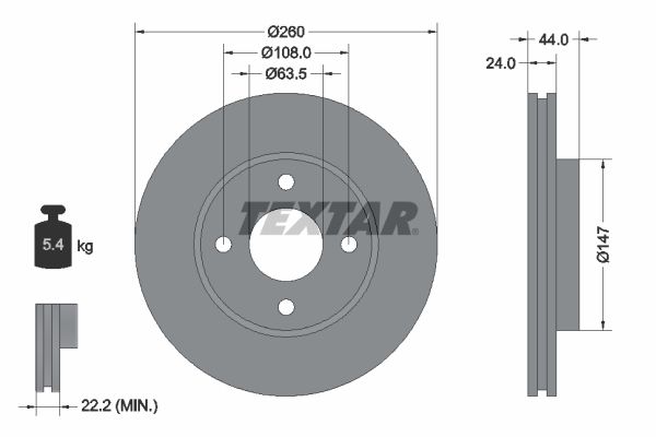 TEXTAR Тормозной диск 92064300