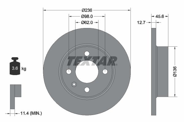 TEXTAR Bremžu diski 92065700