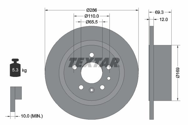 TEXTAR Тормозной диск 92067003