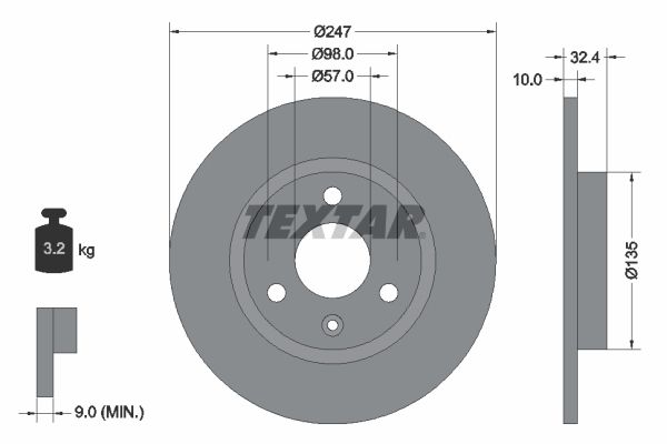 TEXTAR Bremžu diski 92067300