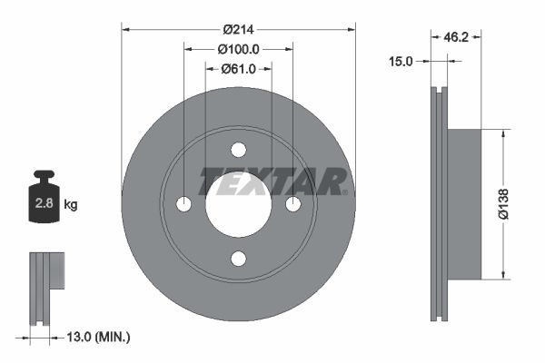 TEXTAR Тормозной диск 92068000
