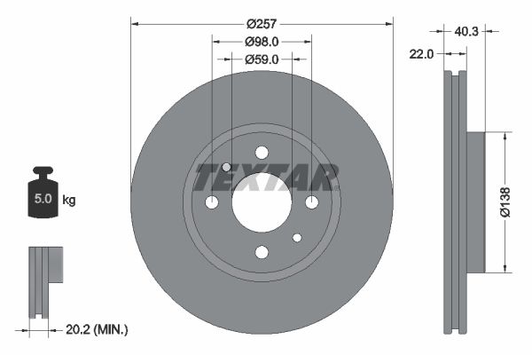TEXTAR Тормозной диск 92069600