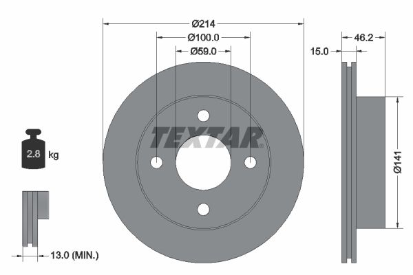 TEXTAR Bremžu diski 92069800