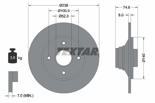 TEXTAR Тормозной диск 92070300