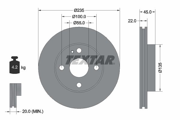 TEXTAR Тормозной диск 92071500