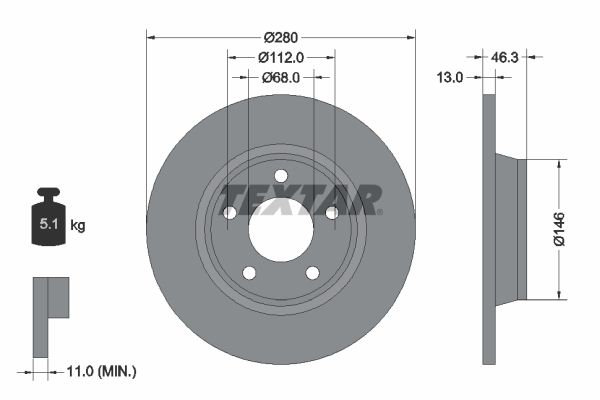 TEXTAR Bremžu diski 92071603