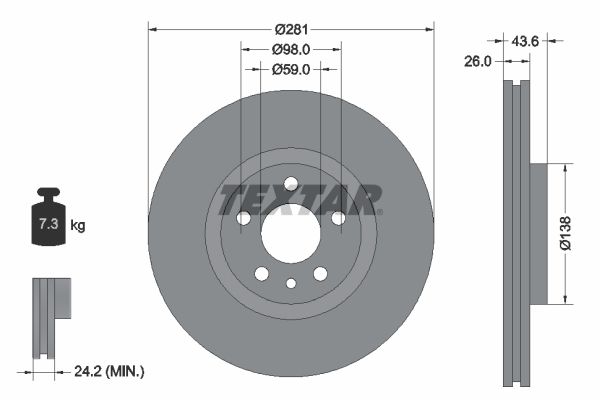 TEXTAR Тормозной диск 92074003
