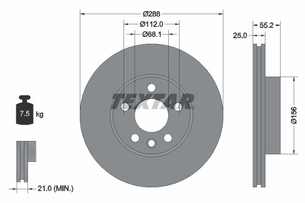 TEXTAR Тормозной диск 92074203