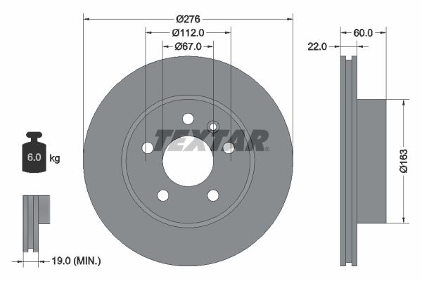 TEXTAR Тормозной диск 92074403