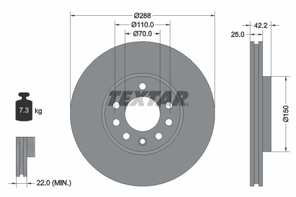 TEXTAR Тормозной диск 92075603