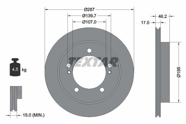 TEXTAR Bremžu diski 92076400