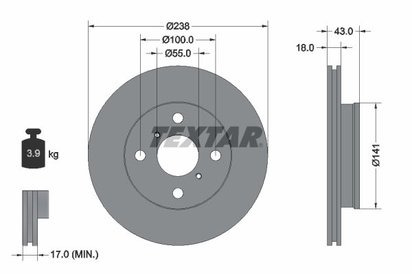 TEXTAR Тормозной диск 92076500