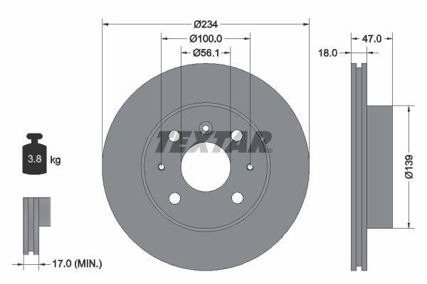 TEXTAR Тормозной диск 92076900
