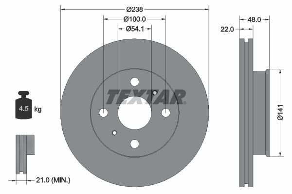TEXTAR Bremžu diski 92077300