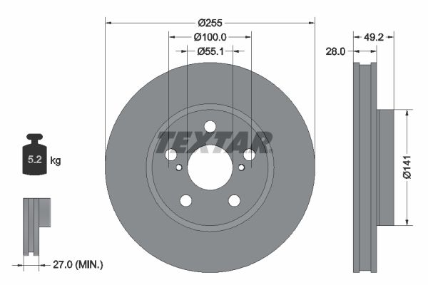 TEXTAR Bremžu diski 92077500