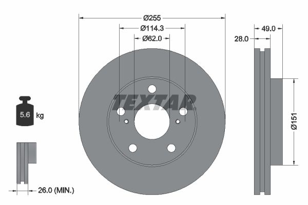 TEXTAR Тормозной диск 92077600